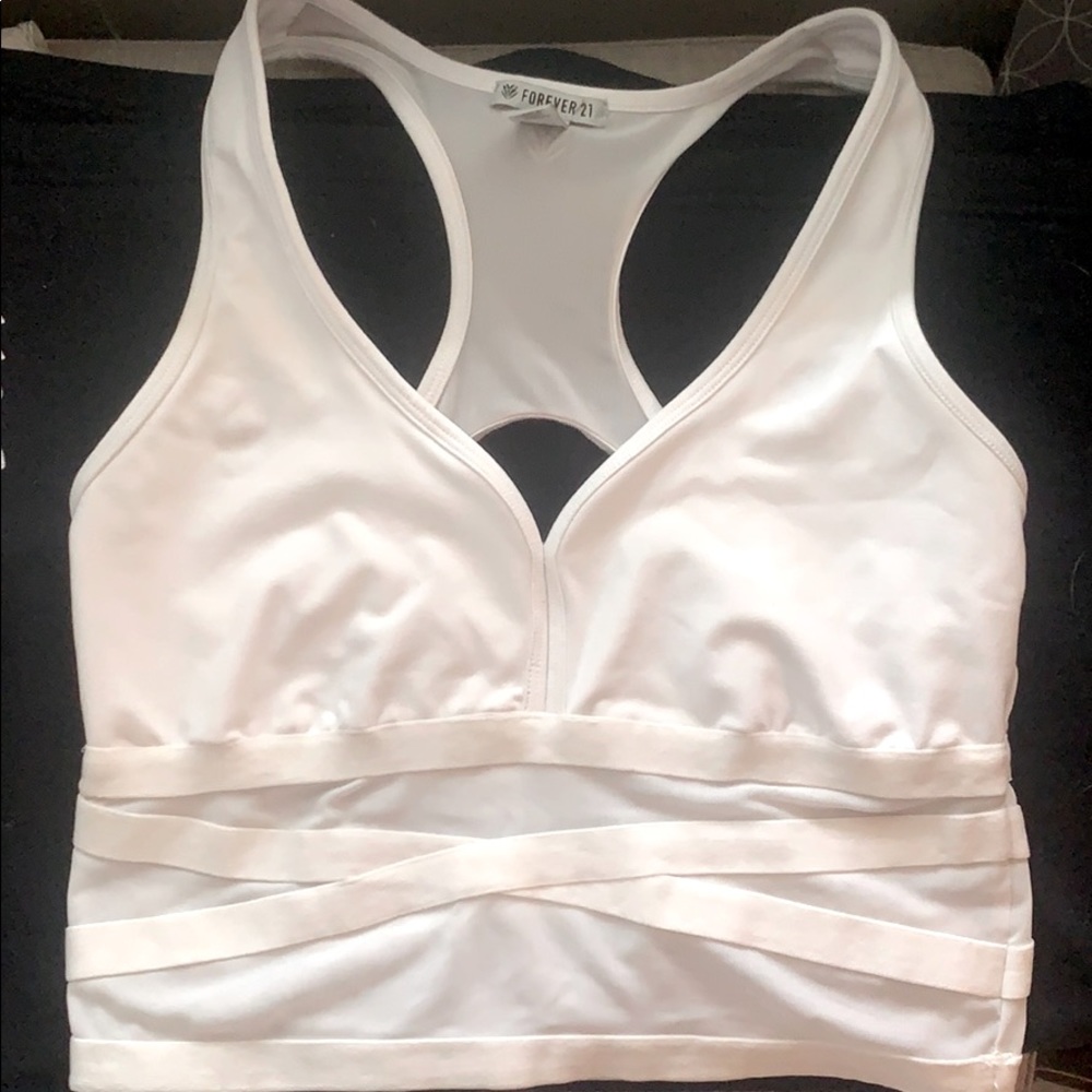 White Mesh Sports Bra
